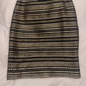Talbots Black and Gold Patterned Pencil Skirt